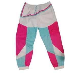 New Funny Guy Creation Men’s XL Colorblock Nylon Track Pants 80s 90s Retro Style